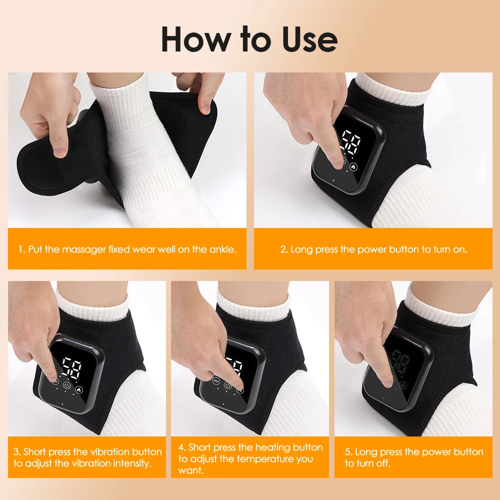 Cordless Heating Ankle Wrist Massager Electric Foot Hand Vibration Massager Warm Ankle Brace Joint Sprain Support Wristband