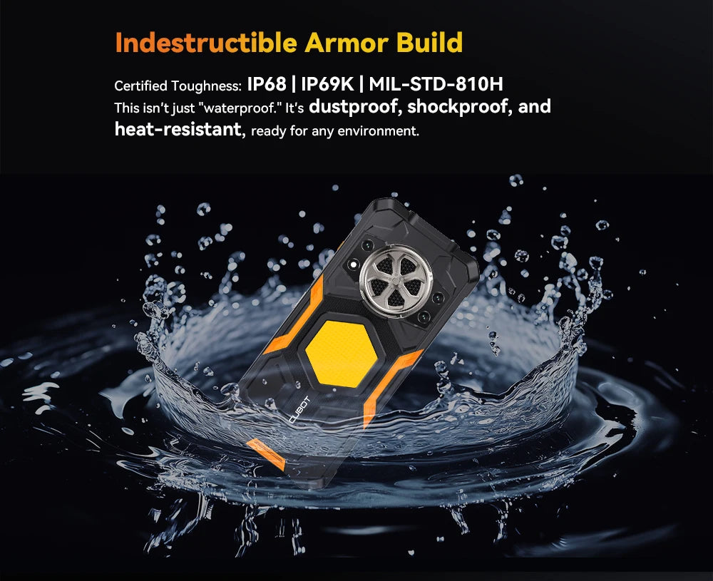 [Ship From UK] CUBOT KingKong Power 5 Android 15 Rugged Smartphone G100 16GB(6+10) 128GB 15300mAh 6.88" 120Hz 64MP Camping Light