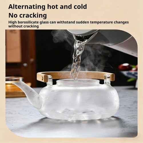 1000ML Glass Teapot with Removable Filter Stovetop Safe Heat Resistant Clear Tea Maker Water Kettle for Loose Leaf Blooming Tea