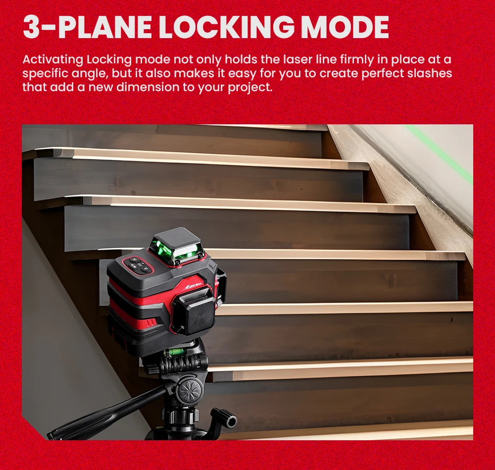 YEVOLT Laser Level Green Beam 12/16 Lines ±4° Self-leveling 3D 360° Horizontal and Vertical Measuring Tools - YVGLL4XS-Series