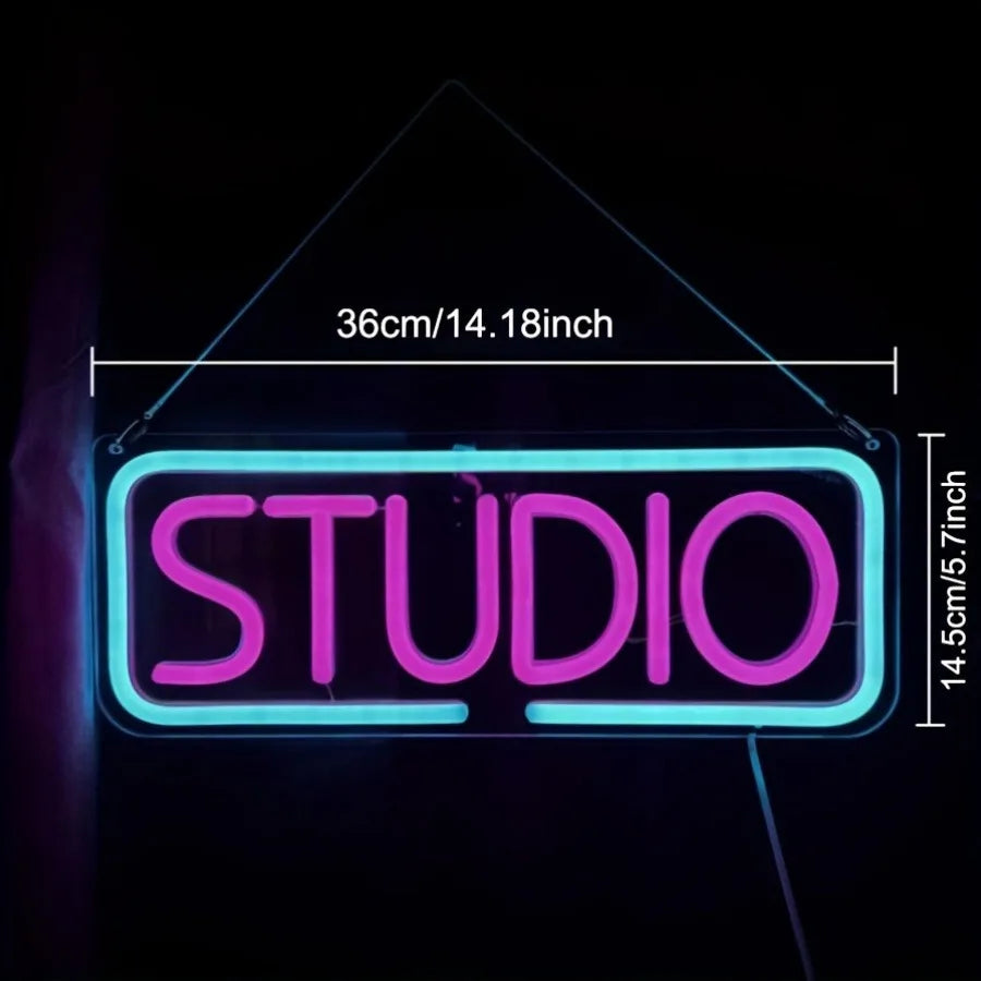 Studio Neon Sign LED Letter Neon USB Powered Dimmable for Music Studio Club Home Party Wall Art Decor