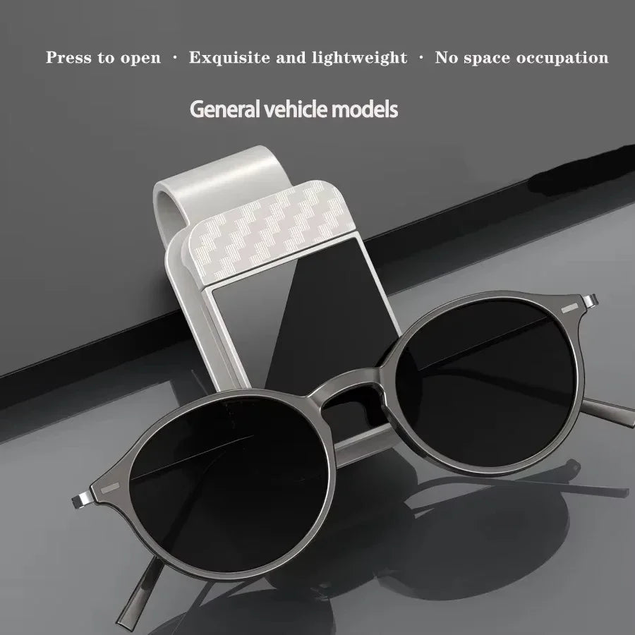 Car Carbon Fiber Eyeglass Clip Multifunctional Car Sunglasses Frame Ticket Clip Horizontal Sunshade Sunglasses Storage Product