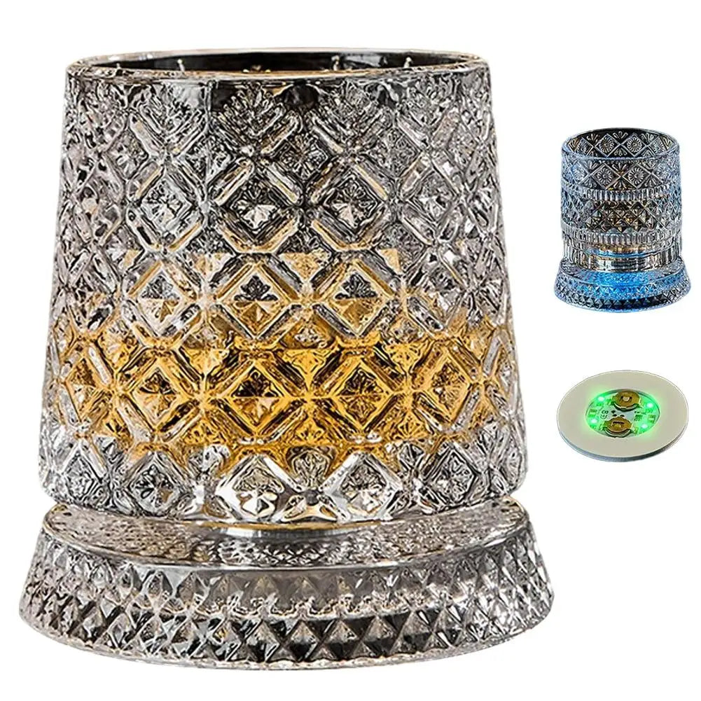 1set 260ML Rotating Whiskey Glass Creative Crystal Premium Beer Cup Str Relief Liquor Cup With Base Straight Drink Mold Wine Gla