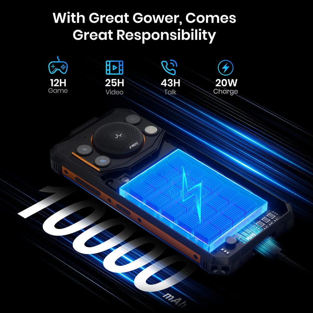 Fossibot Android 15 Rugged Smartphone 8GB RAM 128GB ROM 10000mAh 6.745" 50MP 128dB Speaker NFC  [F110 PRO-Phone]