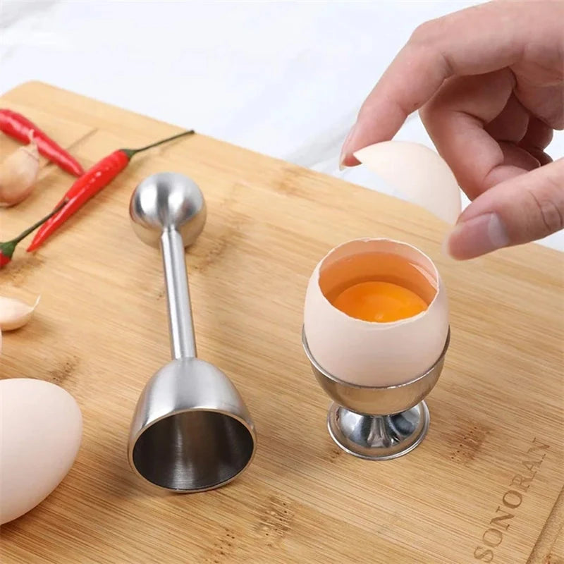 Egg Shell Opener Stainless Steel Egg Cup Holders Hard Soft Boiled Egg Topper Cutter Cracker Kitchen Tools Gadget for Cooking