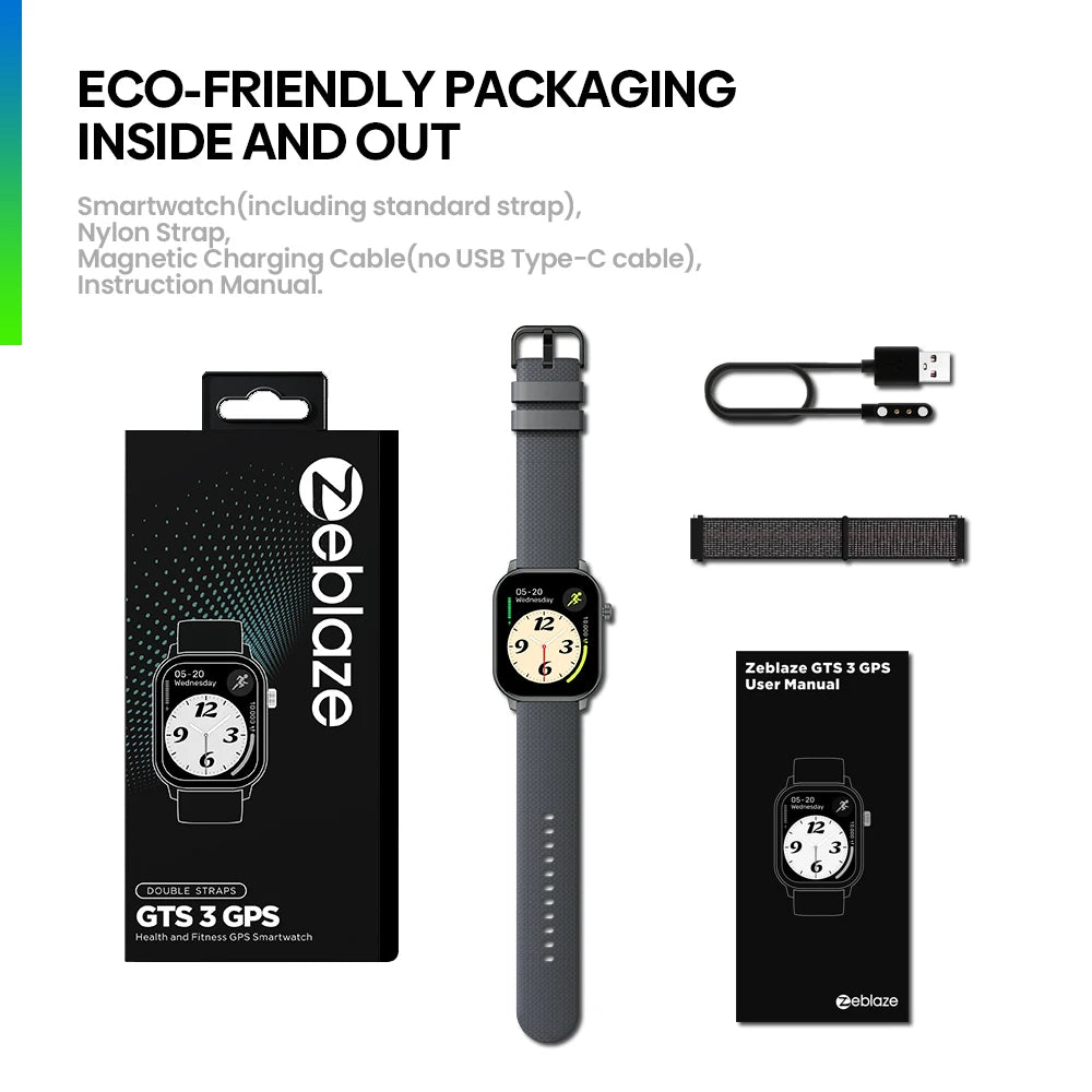 New 2025 Zeblaze GTS 3 GPS Smartwatch 2.01" Display Screen Make/Answer Phone Calls Heart Rate/SpO2/Stress Tracking Smart Watch