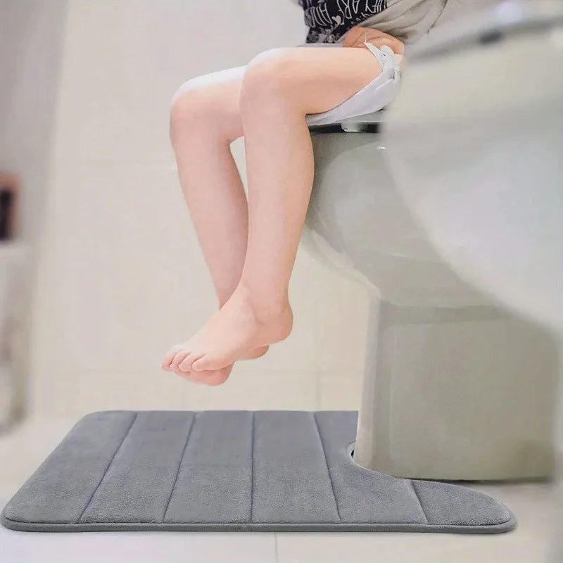 Memory Foam U-Shaped Toilet Seat Cover Anti-Skid Super Absorbent Bathroom Carpet Non-Slip Bath Mat for Bathroom Decor