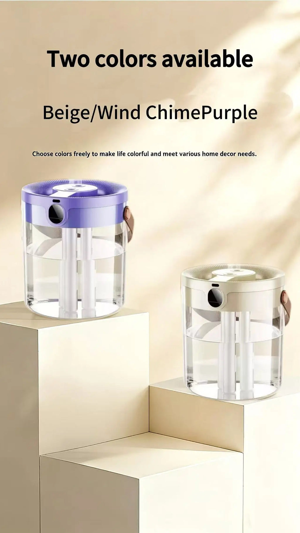 Portable Ultrasonic Humidifier 3 Spray Nozzles Digital Screen Night Light Large Water Tank Silent Aroma Diffuser for Home Use