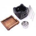 Japanese Style Charcoal Stove with Grill Net Carbon Stove Portable Charcoal Grill Square Wooden Board Mini Square Text Stove