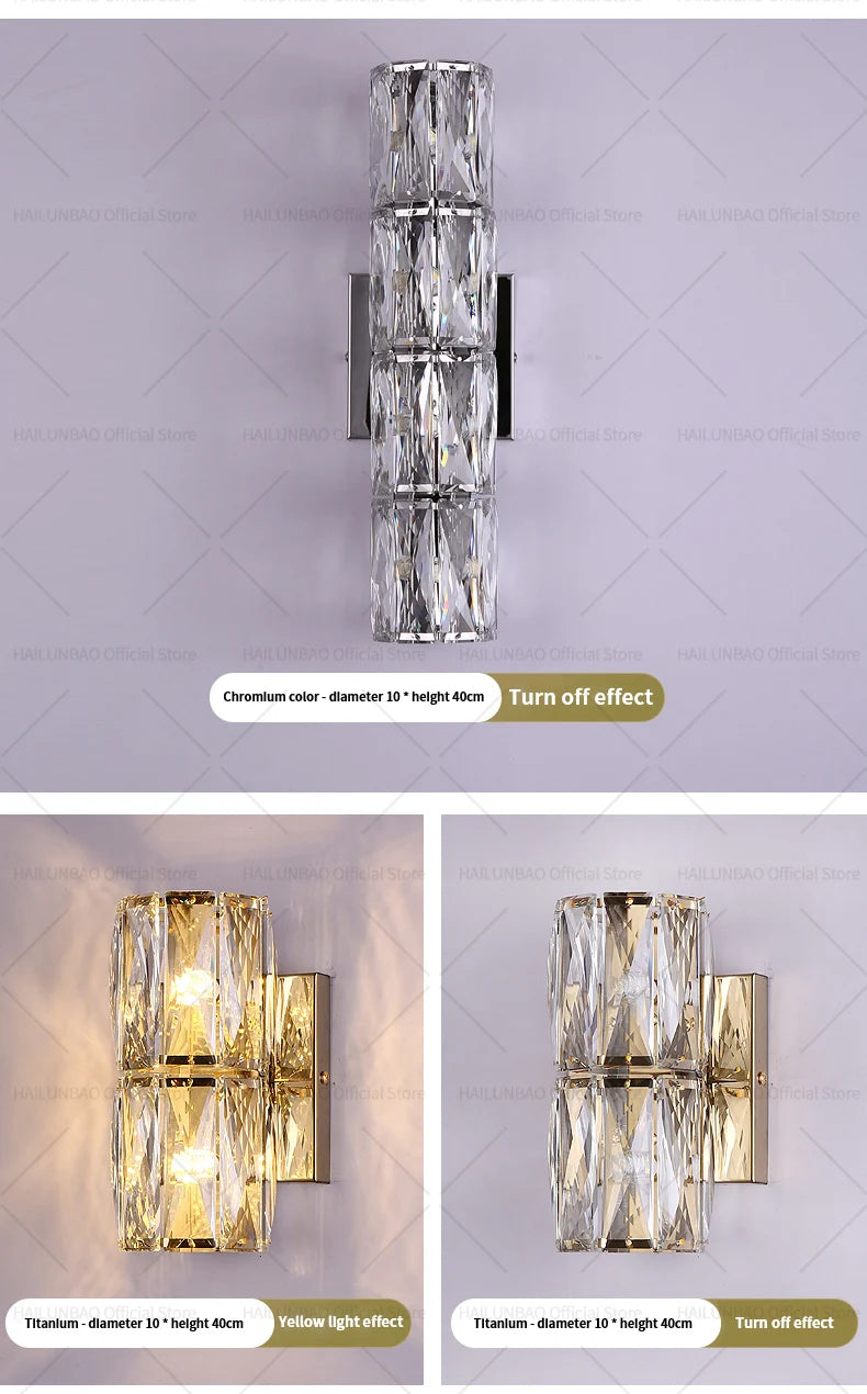 Light Luxury Crystal Wall Lamp Creative Villa Living Room TV Background Wall Lamp Network Red Modeling wall Bedroom Bedside Lamp