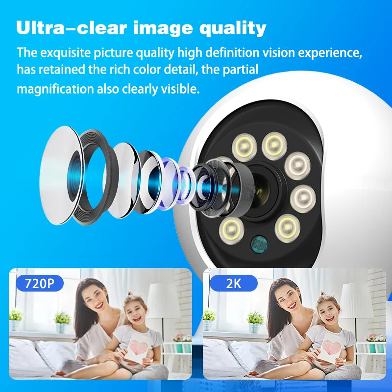Ease Life App 3MP Video Calling Camera with Screen 2.4G Indoor Home Security Auto Tracking Nanny Baby/Elder/Dog/Pet IP Camera