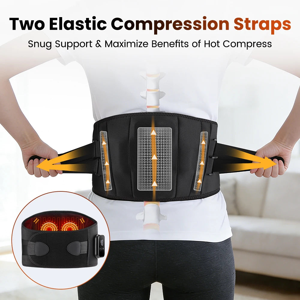 Electric Heating Waist Massage Belt Infrared Vibration Hot Compress Lumbar Brace Spine Protect Massager Back Support Belt