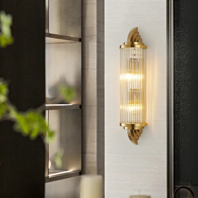 Art Decor Wall Light Clear Glass Gold Metal Creative Sconce Lamp For Living Room Hotel Indoor Bedroom E14 Bulb