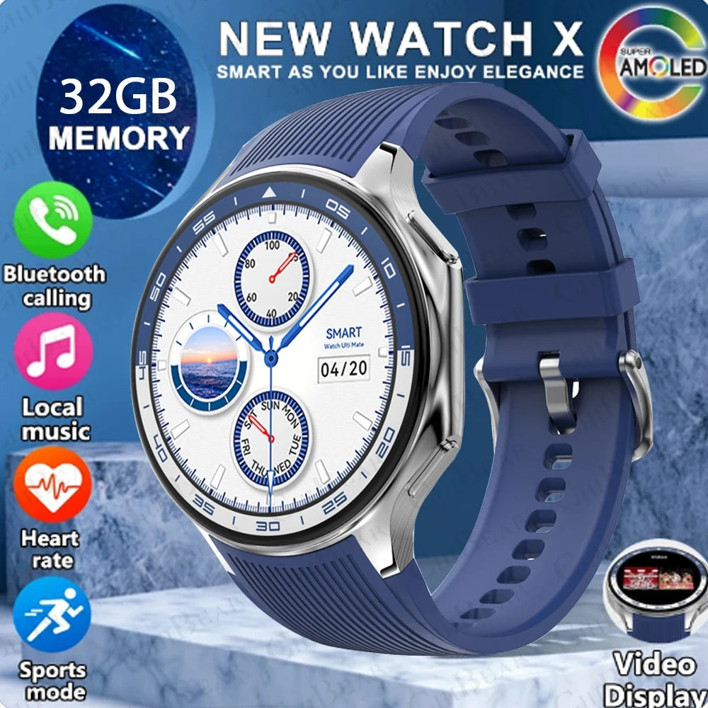 OPPO Watch X Bluetooth Call Smartwatch AMOLED HD Waterproof Men's Sports Watch 3D Visual Surround 4GB RAM Video Playback Watch