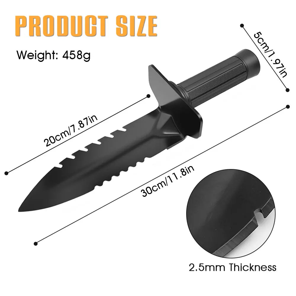 Metal Detector Shovel Double Serrated Edge Digger Portable Camping Hiking Traveling Multifunctional Outdoor Garden Tool Shovel