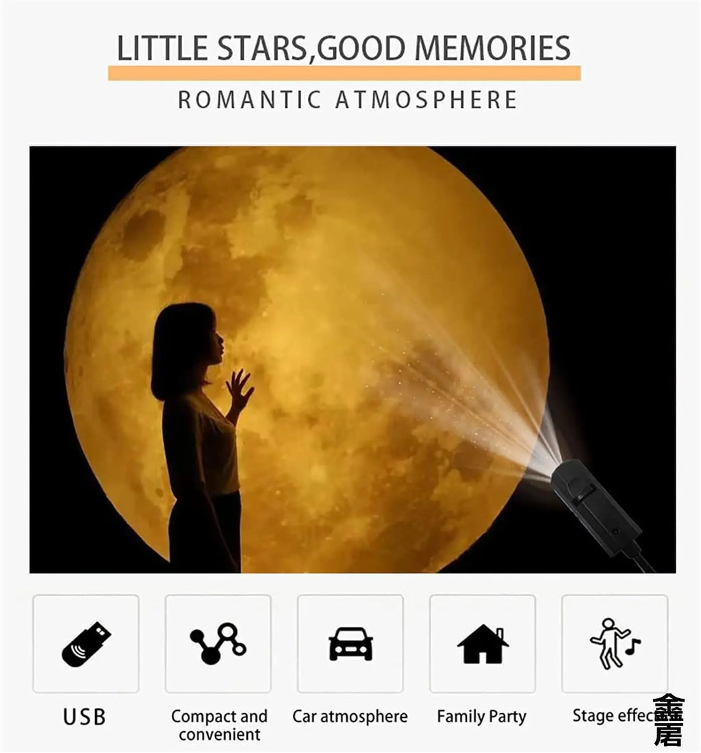 USB Ceiling Moon Earth Projection Atmosphere Light Starry Sky Lamp Night Light Romantic Bedroom Decoration Galaxy Projector