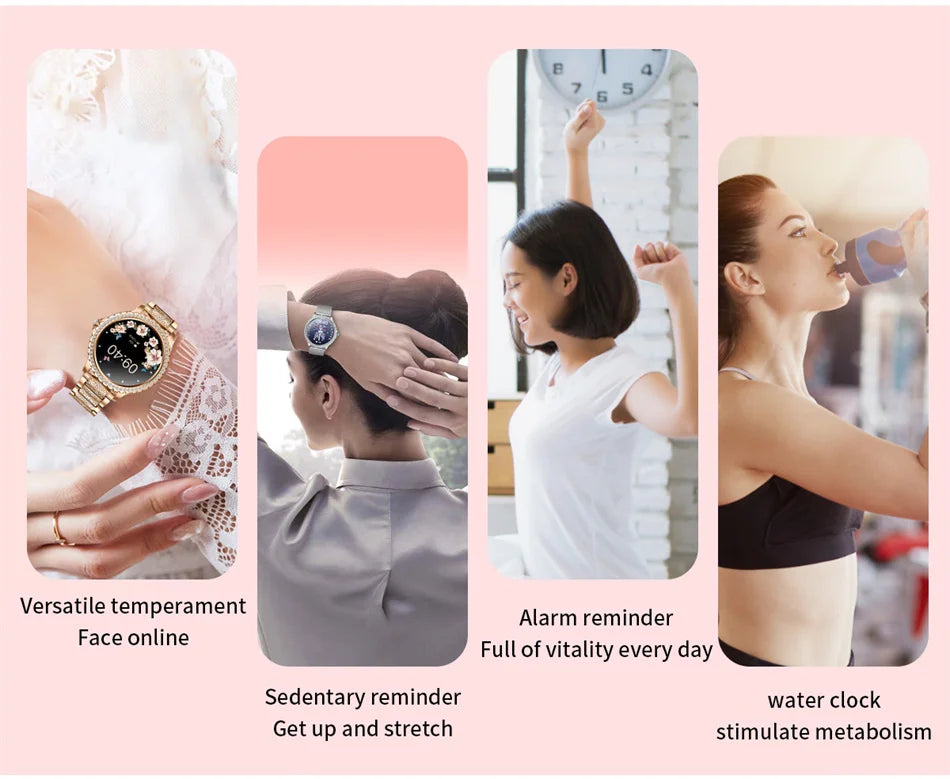 2026 New Fashion Women Diamond Watch 1.32 inch 360*360 HD Display Heart Rate Blood Oxygen Monitoring Bluetooth Call Smartwatch