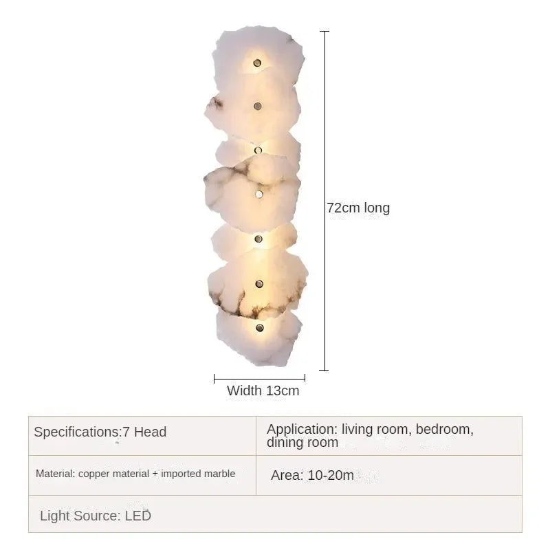 Modern Natural Marble All Copper LED Wall Lamp Dining Room Bedroom Bedside Living Room Indoor Creative Decoration Wall Light
