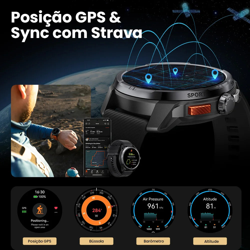 HAYLOU Solar Ultra GPS Smart Watch 1.6” AMOLED Display 60Hz Refresh Rate Bluetooth Calls 5ATM Water Resistance Sports Smartwatc