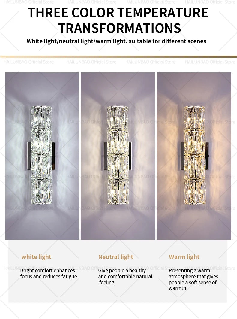 Light Luxury Crystal Wall Lamp Creative Villa Living Room TV Background Wall Lamp Network Red Modeling wall Bedroom Bedside Lamp