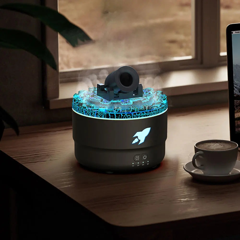 Volcanic Crack Light Cannons Humidifier Essential Oil Diffuser with Timer Cannon Blast Aroma Humidifier Aromatherapy Diffuser