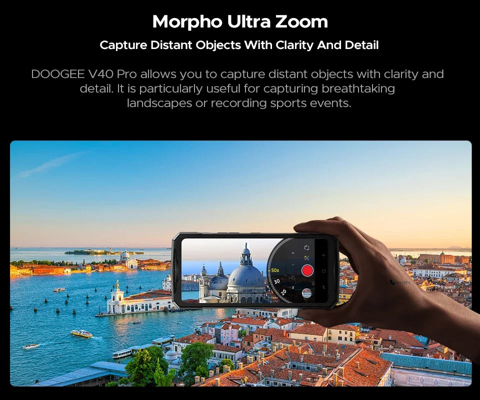 DOOGEE V40 Pro Rugged Phone 6.78" IPS Display  36GB(16+20) 512GB Smartphone 5G 200MP Al Camera 8680mAh Dimensity 7300 Android 14