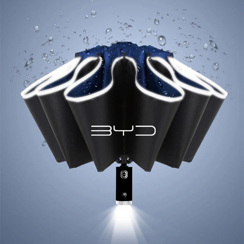Automatic Umbrella with Reflective Stripe Reverse Led Light Umbrella For BYD ATTO 3 Yuan Qin Han TANG Plus DM-i Dolphin