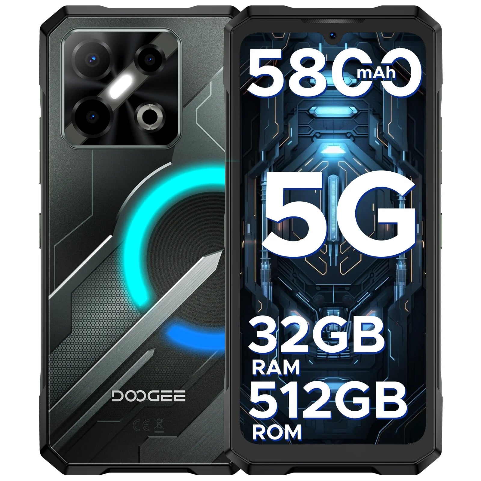DOOGEE Blade GT Pro 5G Rugged Phone LED light Effect 6.72'' 120Hz 32GB(12+20) 512GB 10.5mm Ultra-thin 100MP AI Camera Smartphone