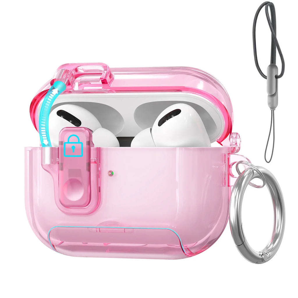 2025 For AirPods Pro 3 Case with Secure Lock & Lanyard For AirPods Pro3 Case Protective Cover with Phone Stand For AirPods Pro 3