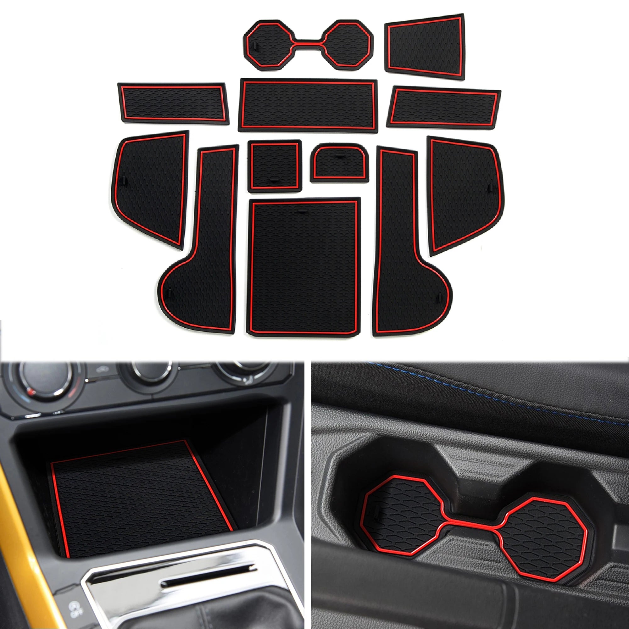 for VW Volkswagen POLO MK6 AW 2018-2023 Anti-slip Gate Slot Mat Car Door Groove Cup Pad Interior Accessories