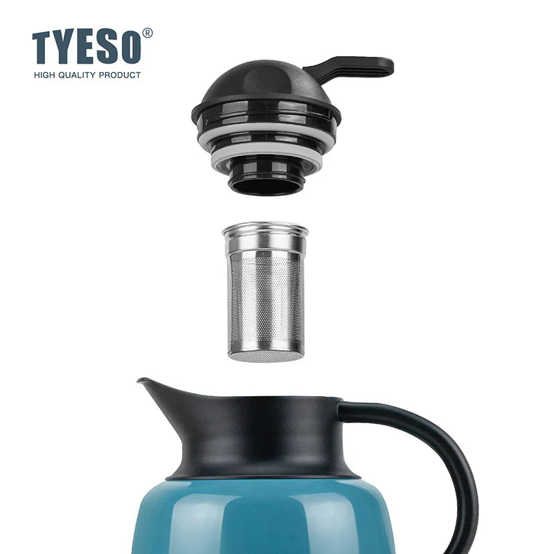 Tyeso Pumpkin-Shaped Thermos Steel Insulated Tea Infuser Hot Cold Water Bottle Removable Infuser 304 Stainless Large Capacity