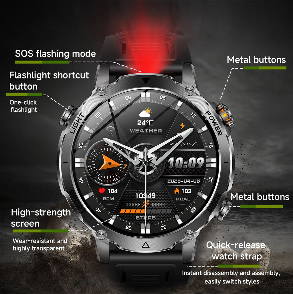 LIGE Men Smart Watch 1400 mAh 1.7 Inch Screen Bluetooth Call Voice Assistant Watch Sport Fitness IP68 Waterproof Smartwatch 2026