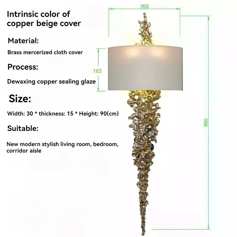 Later, All Copper Living Room Wall Lamps Model Rooms Corridors Lobbies Clubs Artistic Wall Lamps Simple Decorative Wall Light