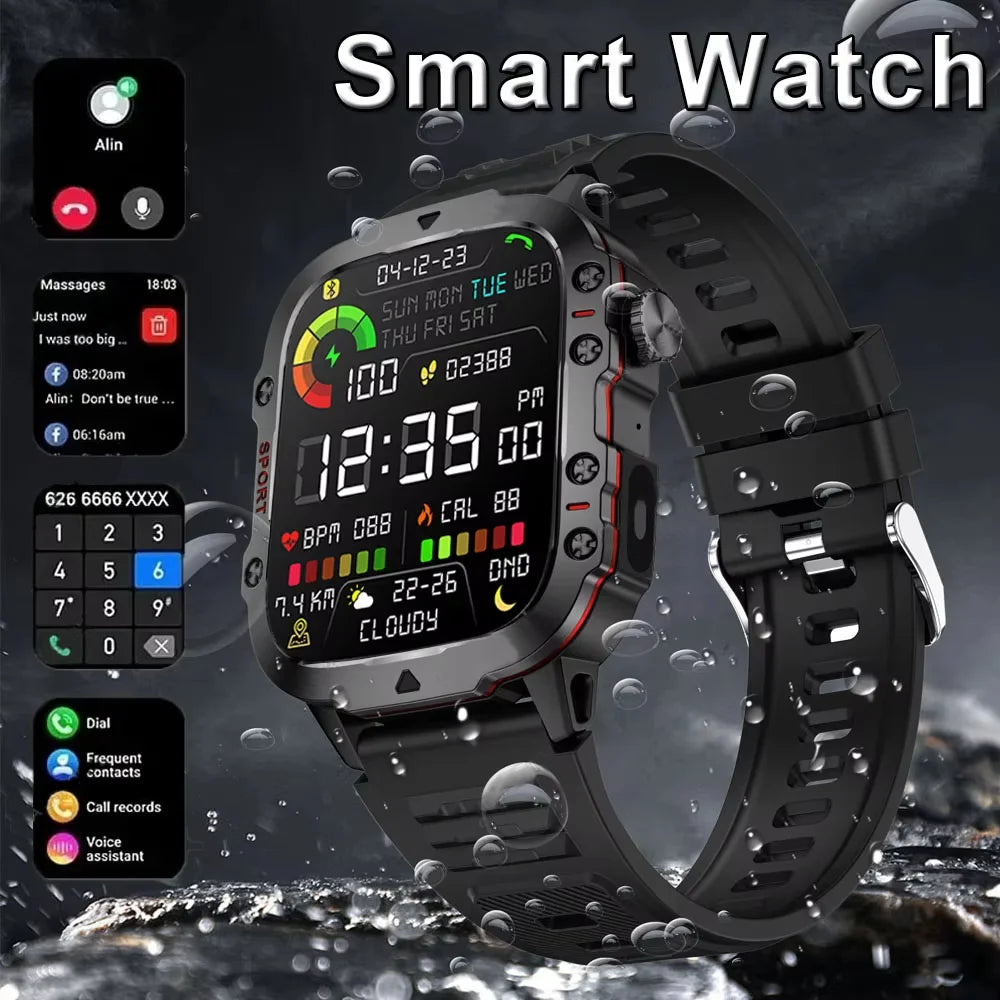 G.L Wear New Military Smart Watch Men Outdoor Sports Fitness Tracker Health Monitor 2.19 inch Bluetooth Talk Smart Watch