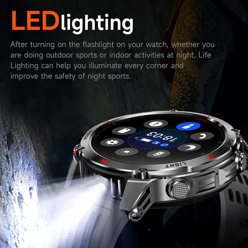 T-Rex 3 Built-in Dual-band GPS Smart Watch Men Smartwatch Compass Altimeter Barometric 5ATM IP69K Waterproof AMOLED HD Watches