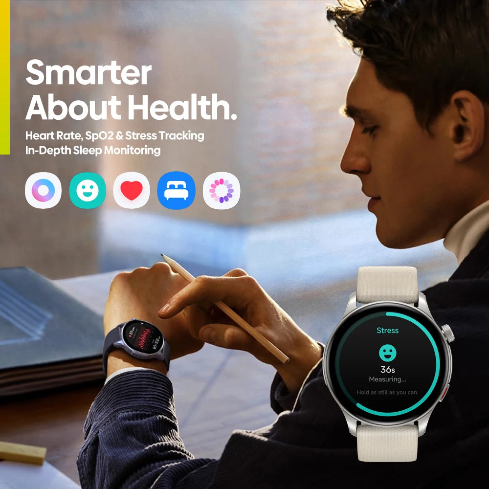 New Zeblaze Btalk 3 GPS Smartwatch 1.43" AMOLED Screen Dual Straps Make/Answer Phone Calls Heart Rate SpO2 Stress Tracking Watch