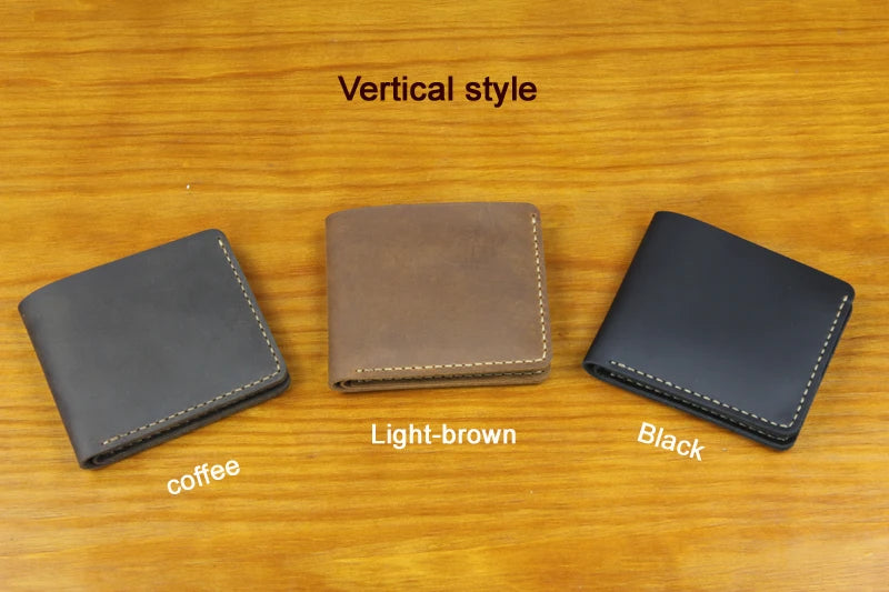 Luxury Handmade 100% Genuine Leather Men Wallet Purse Short Money Clip with Coin Pocket Male Money Bag Multi-Card Wallet Vintage