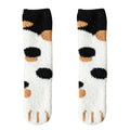 Kawaii Cartoon White Socks for Women Cute 3d Dog Cat Paw Pattern Female Fleece Warm Funny Socks Home Floor Sleeping