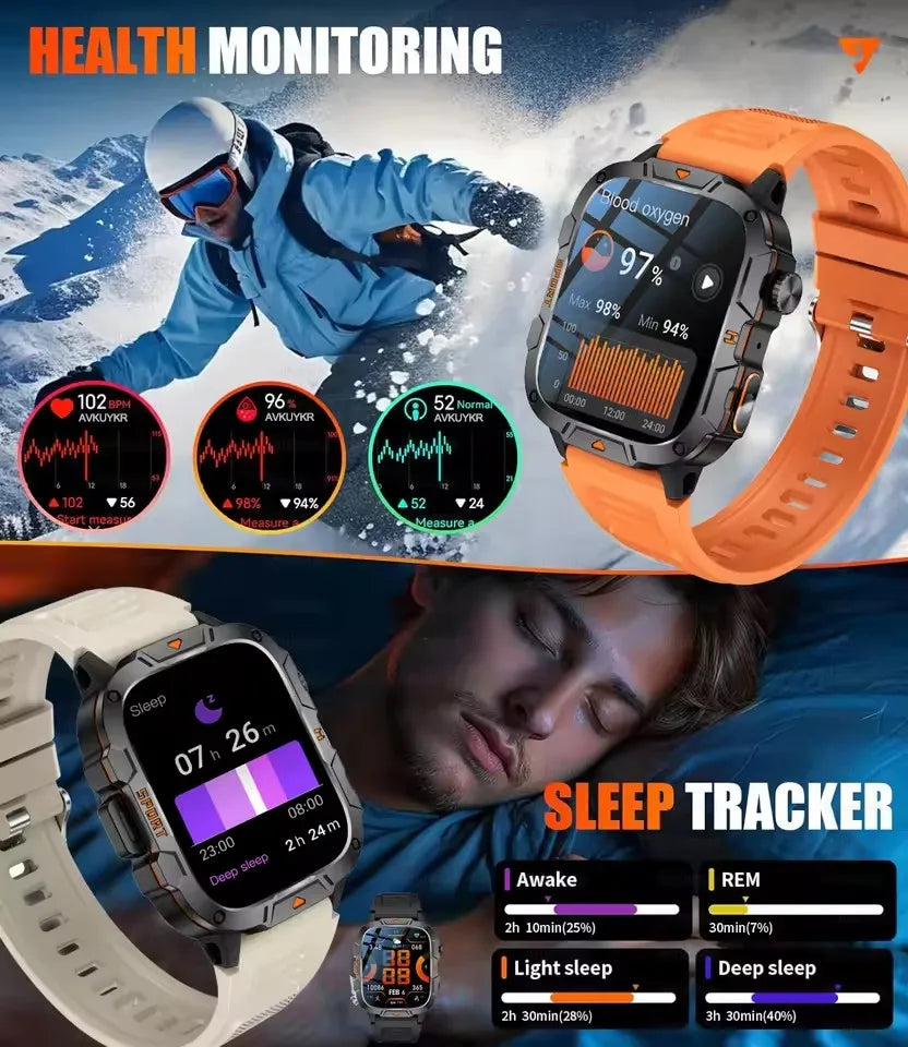 2025 For Xiaomi Original Built-in Dual-band GPS Men Smartwatch BT Call Fitness Military 5ATM IP68 Military Sport Smart Bracelet