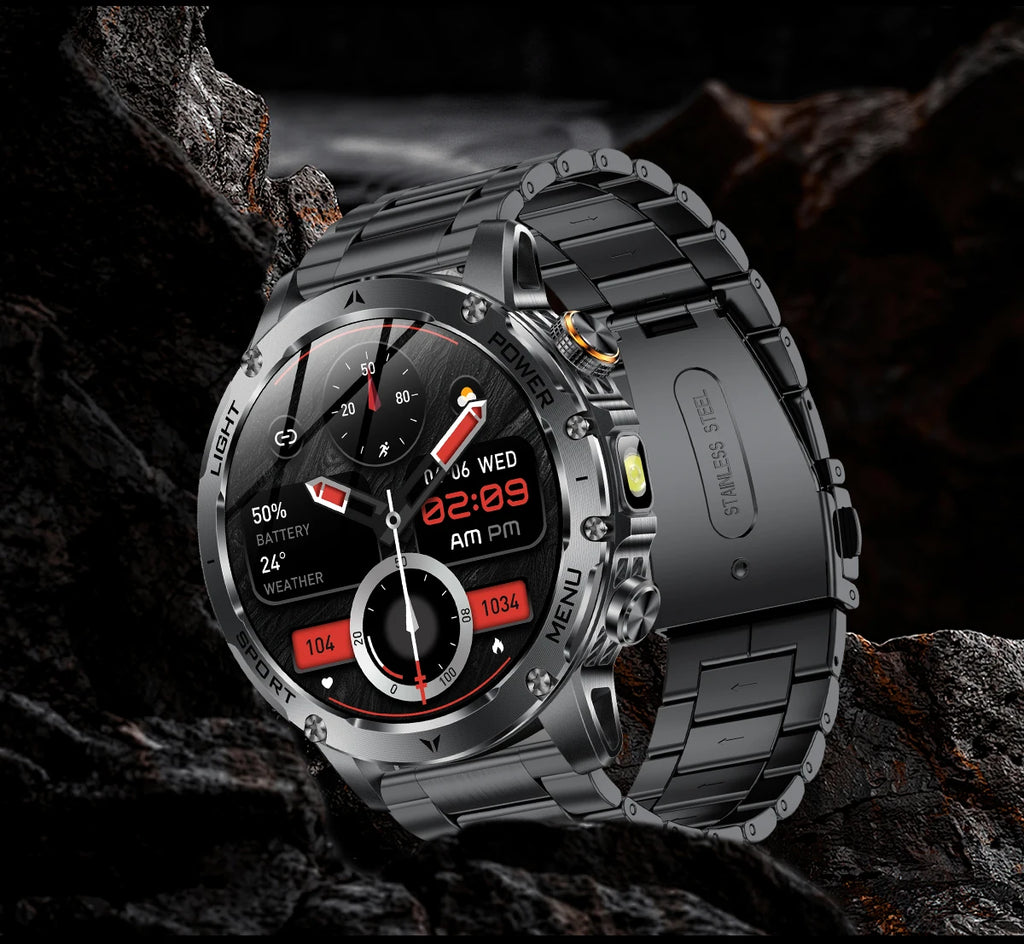 LIGE New GPS Outdoor Sports Smart Watch Men AMOLED Screen LED Flashlight Heart rate Waterproof Bluetooth Call 1000mAh Smartwatch