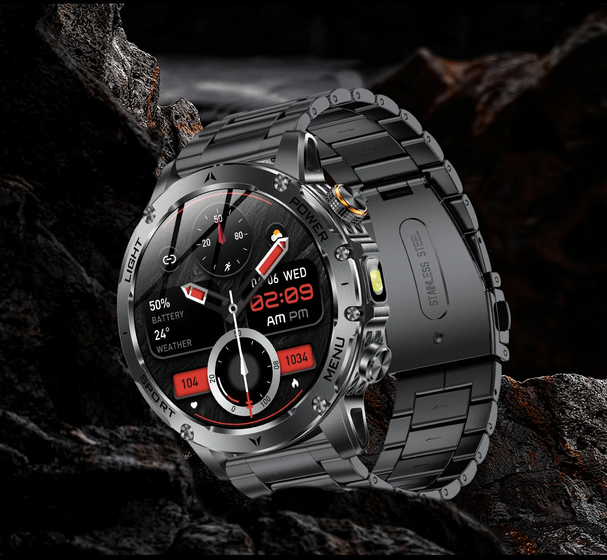 LIGE New GPS Outdoor Sports Smart Watch Men AMOLED Screen LED Flashlight Heart rate Waterproof Bluetooth Call 1000mAh Smartwatch