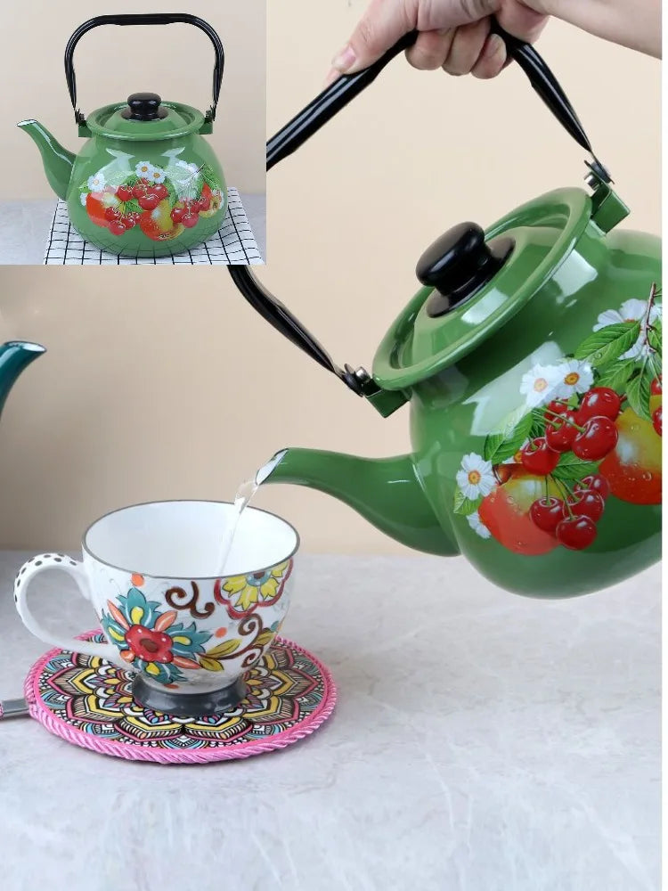 3.5L Large Capacity Porcelain Enameled Tea Pot Perfect for Home or Restaurant Use Tea Kettle Practical and Beautiful