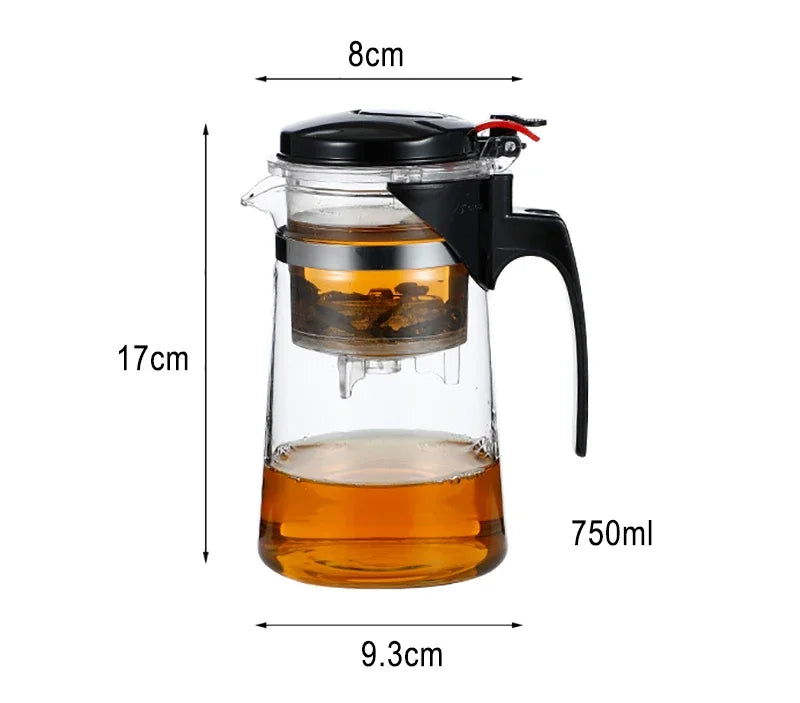TeaPots Heat Resistant Glass Tea Pot Tea Infuser Chinese Kung Fu Tea Set Kettle Coffee Glass Maker Convenient Office Teapot