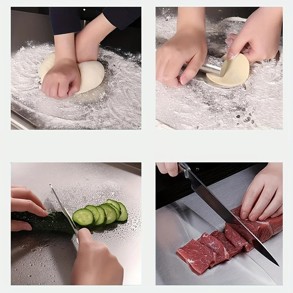 Stainless Steel Cutting Board - Heavy Duty Non-Slip for Meat, Vegetables & Baking | Easy Clean with Safety Lip