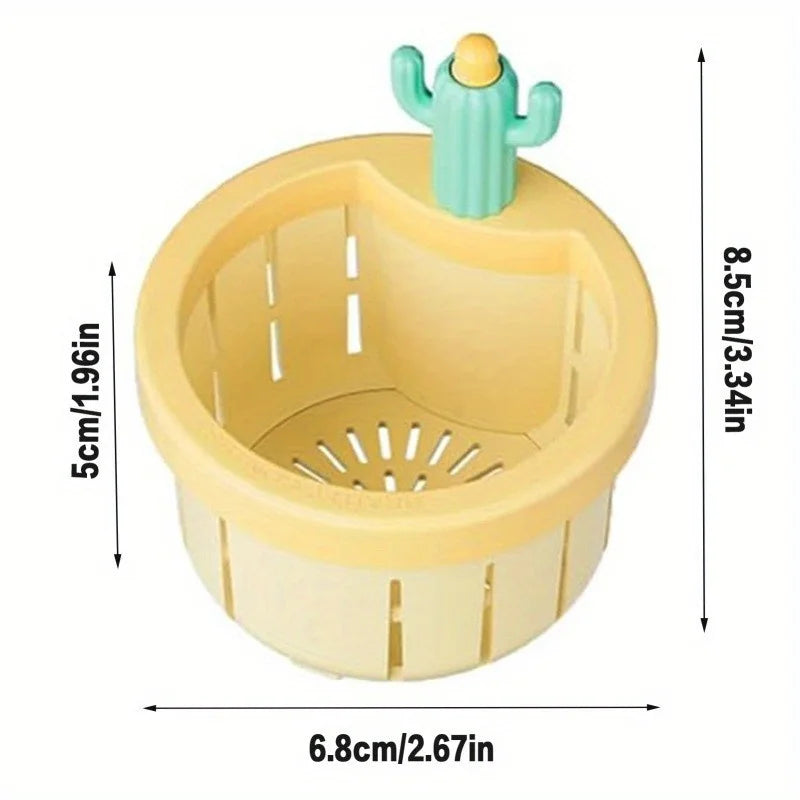 1-5pcs Cactus Sink Drain Strainer Press Automatic Dumping Basket Multi-functional Use Filter Net for Tub Kitchen Waste Collector