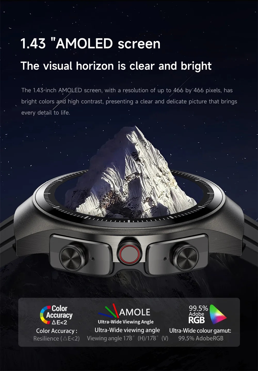 Music Smartwatch With Built-in Headphones Heart Rate Health Monitor 1.43-inch AMOLED HD Screen Men's Watch Women Sports Modes
