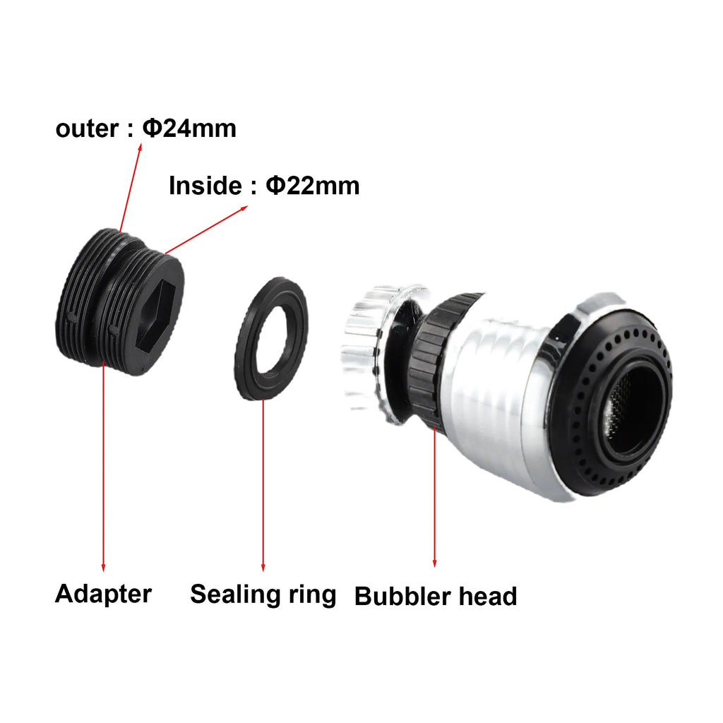 Kitchen Stainless Steel Faucet Sprinkler Water-saving Device Lengthening Rotating Splash Proof Sprinkler Spray Extender Bubbler