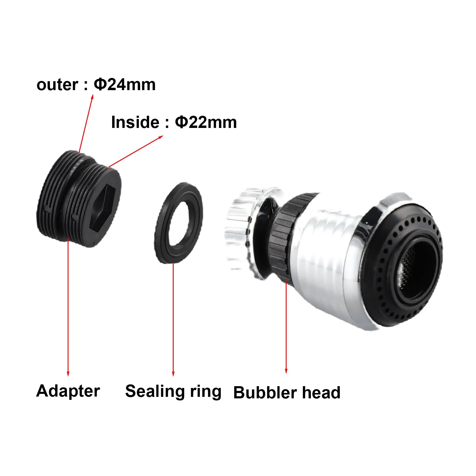 Kitchen Stainless Steel Faucet Sprinkler Water-saving Device Lengthening Rotating Splash Proof Sprinkler Spray Extender Bubbler
