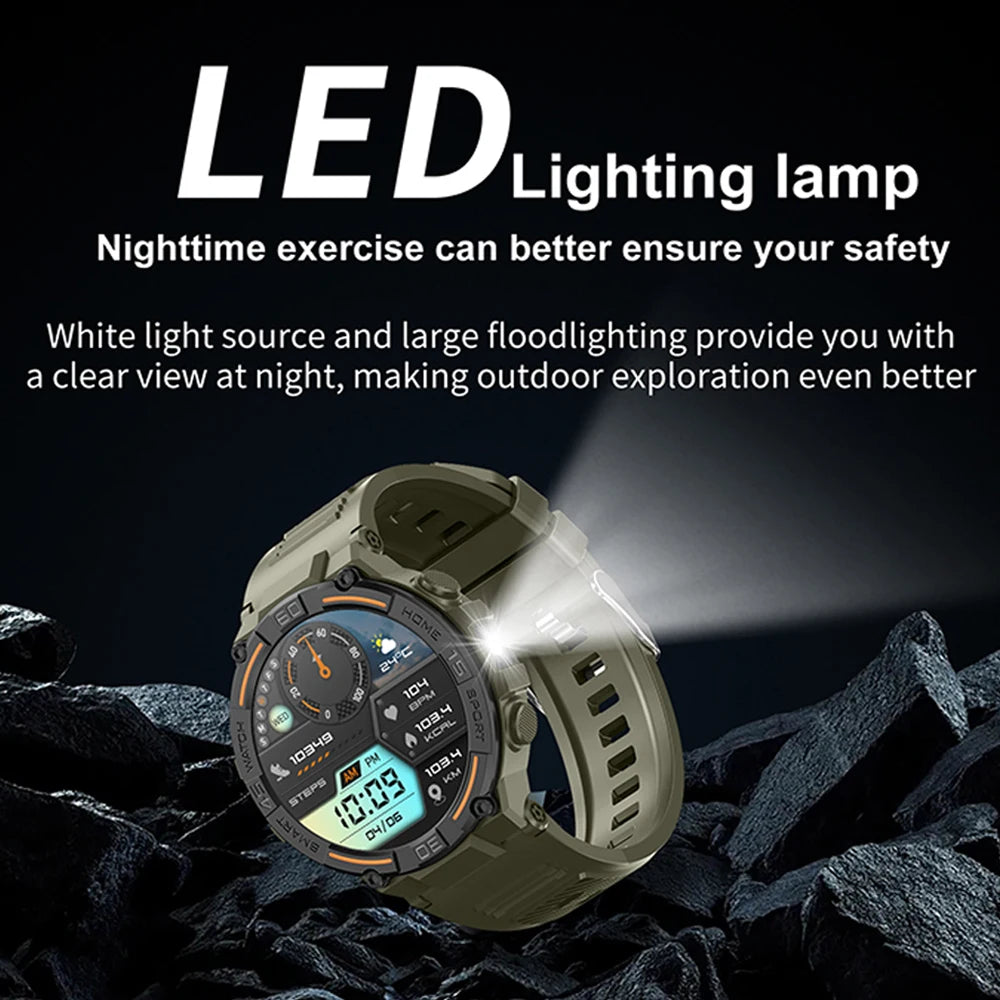 2026 New Military Outdoor Smart Watch GPS 1.52" Ultra HD Display Bluetooth Call Heart Rate IP69K Waterproof AI Smartwatch Men