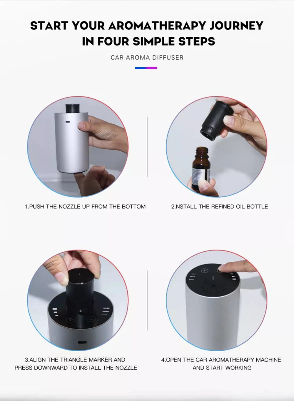 Car Aroma Diffuser Machine Portable Essential Oil Diffuser Rechargeable Room Fragrance Diffuser Electric Smell for Home Bedroom